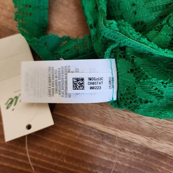 Aerie Fa La Lace Padded Bralette in Green Alpine Size Small NWT - Picture 9 of 9